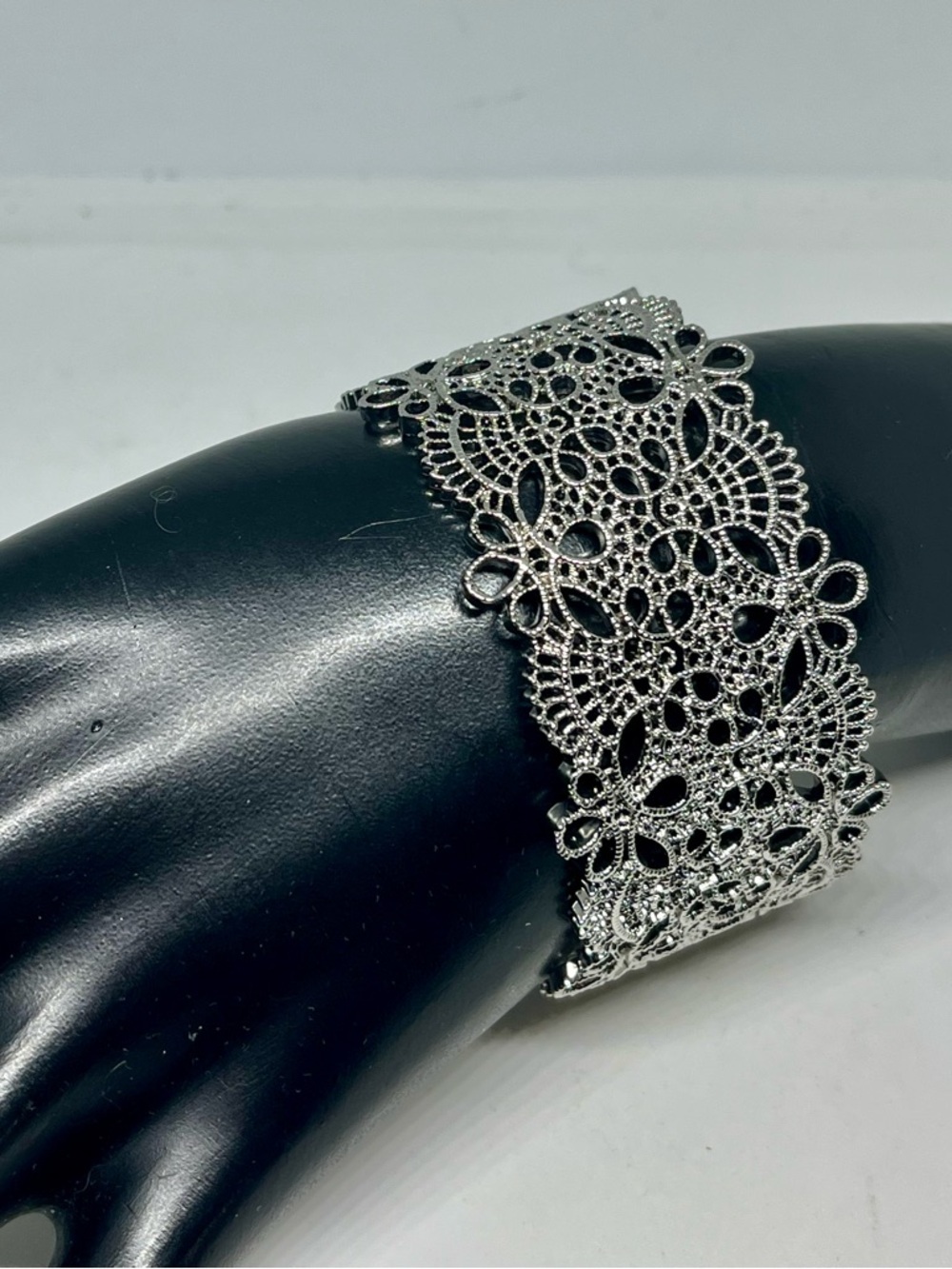 Silver Tone  Filigree Lace Bracelet